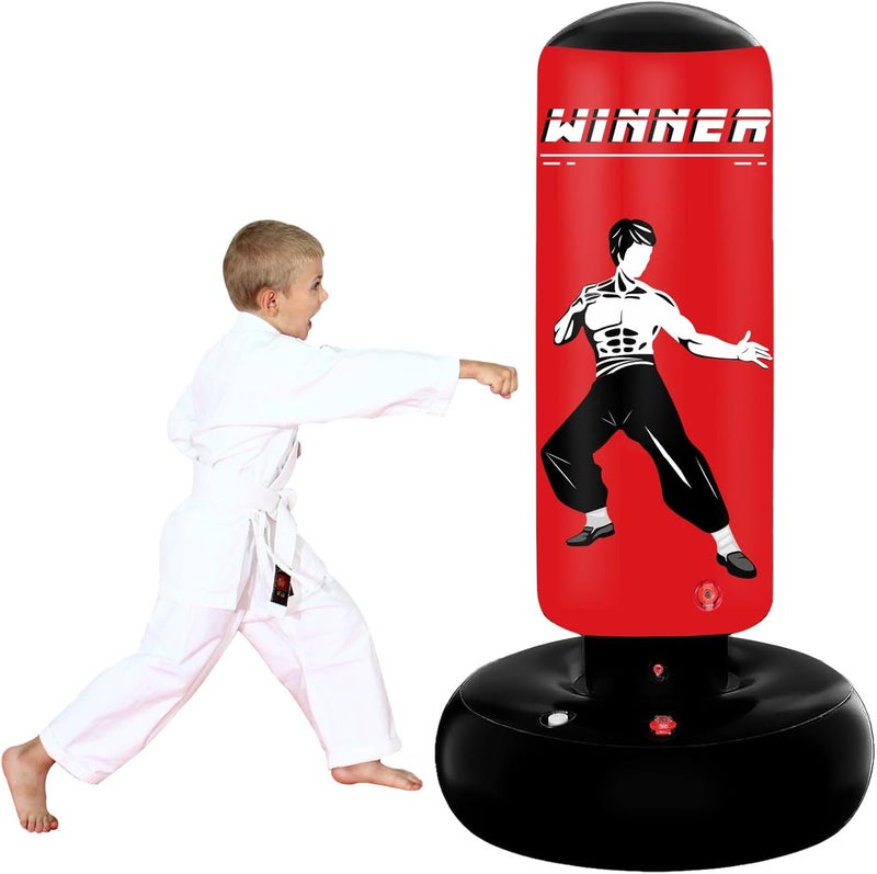VCOLAN Kids Punching Bag, 67" Stable Inflatable Boxing Bag for Age 5-12, Ninja Karate Taekwondo Training Toy, Christmas Birthday Gift - Image 1